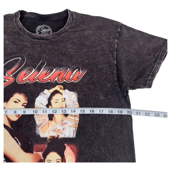 Selena Official Women SZ  Large Queen of Cumbia Music Black Dyed Ácido Wash - Picture 5 of 8